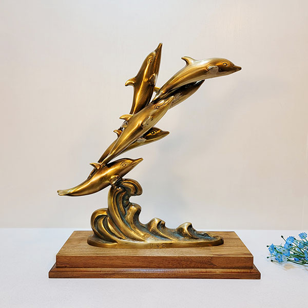 돌고래 6마리/청동 황동 공예품 동물 조각상 조형물 조각품 금속 주물 인테리어소품 개업선물
