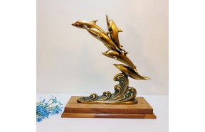 돌고래 6마리/청동 황동 공예품 동물 조각상 조형물 조각품 금속 주물 인테리어소품 개업선물