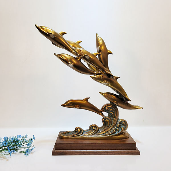 돌고래 9마리/동물 청동 황동 공예 금속 주물 조각품 조각상 장식품 조형물 인테리어소품 브론즈
