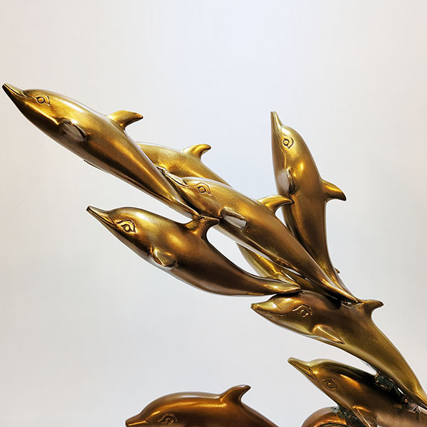 돌고래 9마리/동물 청동 황동 공예 금속 주물 조각품 조각상 장식품 조형물 인테리어소품 브론즈