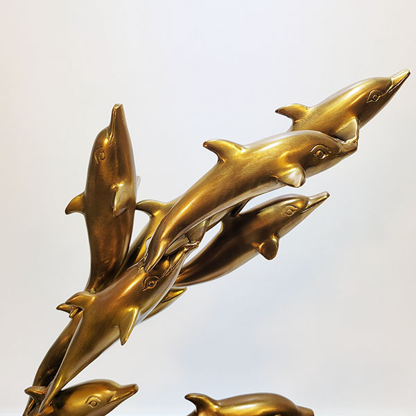 돌고래 9마리/동물 청동 황동 공예 금속 주물 조각품 조각상 장식품 조형물 인테리어소품 브론즈