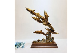 돌고래 9마리/동물 청동 황동 공예 금속 주물 조각품 조각상 장식품 조형물 인테리어소품 브론즈