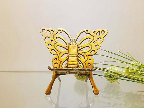 청동 나비 거치대 핸드폰 받침대 액자 이젤 주물 금속 황동 엔틱 테이블 데코 지지대 조각 장식품 조형물 브론즈