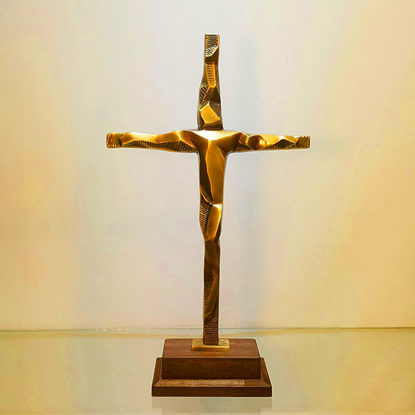 청동 황동 탁상 십자가 성물 예수 여호와 추상 십자가 고급 원목 교회 장식 그리스도 조각품 공예품 주물 신주 금속
