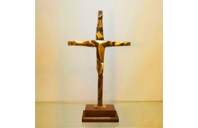 청동 황동 탁상 십자가 성물 예수 여호와 추상 십자가 고급 원목 교회 장식 그리스도 조각품 공예품 주물 신주 금속