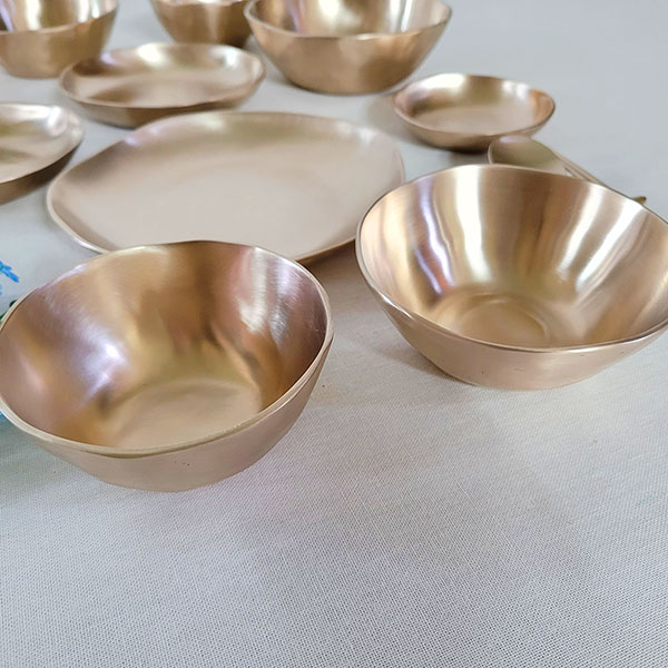 방짜유기 놋그릇 2인 디자인 5첩 반상기 공기 대접  찬기셋트 주물 선물 예쁜그릇 디자인그릇 브론즈아트공방