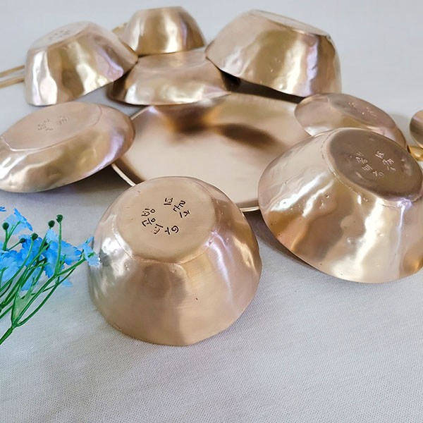 방짜유기 놋그릇 2인 디자인 5첩 반상기 공기 대접  찬기셋트 주물 선물 예쁜그릇 디자인그릇 브론즈아트공방