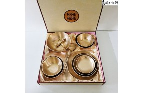 방짜유기 놋그릇 2인 디자인 5첩 반상기 공기 대접  찬기셋트 주물 선물 예쁜그릇 디자인그릇 브론즈아트공방