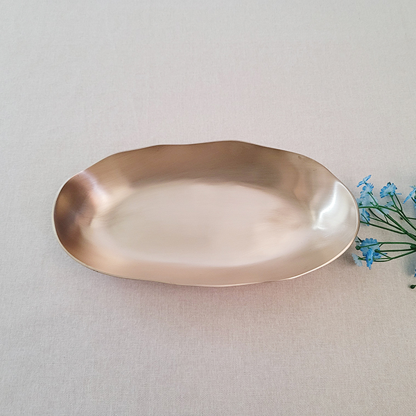 유기그릇 타원형접시 1호 방짜 놋그릇 놋접시 디자인 디저트 샐러드 모듬 생선 접시