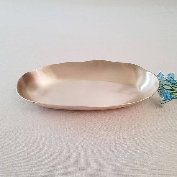 유기그릇 타원형접시 1호 방짜 놋그릇 놋접시 디자인 디저트 샐러드 모듬 생선 접시