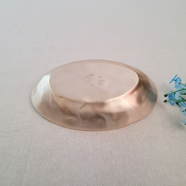 유기그릇 타원형접시 2호 방짜 놋그릇 놋접시 디자인 디저트 샐러드 모듬 포인트 접시