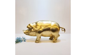 왕 돼지 3호 황금 돼지 조각상 조형물 장식품 주물 금속 공예품 모형 포토존 동물조형물 개업선물 정원 조경 풍수 인테리어