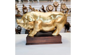 왕 돼지2호 황금 돼지 조각상 조형물 장식품 공예품 청동 황동 모형 포토존 동물조형물 개업선물 정원 조경 풍수 인테리어