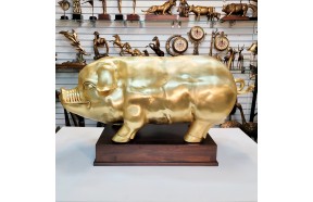 왕 돼지 1호 황금 돼지 조각상 조형물 장식품 공예품 청동 황동 주물 금속 모형 포토존 동물조형물 개업선물 정원 조경 풍수 인테리어