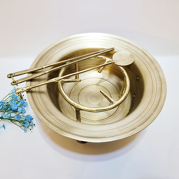 동화로 청동 황동 삼발 수저셋트 전통화로 무쇠 캠핑 글림핑 가정용 놋쇠 추억의아이템