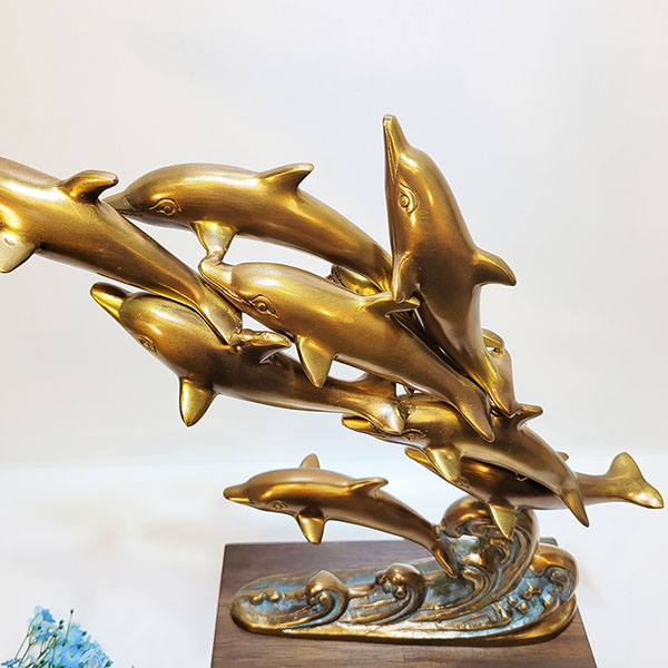 돌고래 9마리 상패 청동 황동 공예품 감사패 기념패 공로패 축하패 골프 홀인원 이글패 싱글패 조각품 조각상 장식품 주물 신주 금속 인테리어소품