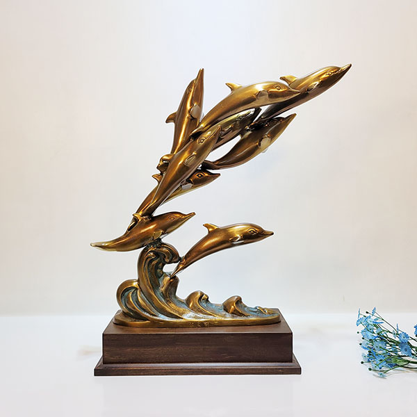 돌고래 9마리 상패 청동 황동 공예품 감사패 기념패 공로패 축하패 골프 홀인원 이글패 싱글패 조각품 조각상 장식품 주물 신주 금속 인테리어소품