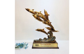 돌고래 9마리 상패 청동 황동 공예품 감사패 기념패 공로패 축하패 골프 홀인원 이글패 싱글패 조각품 조각상 장식품 주물 신주 금속 인테리어소품