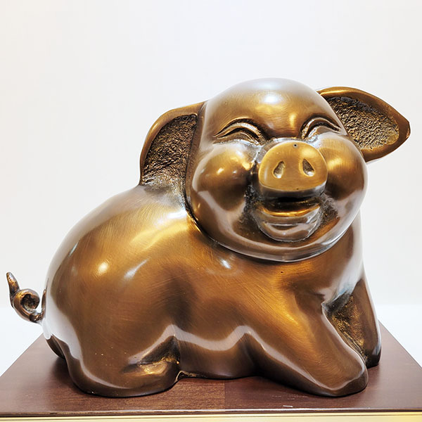 웃는 복돼지 대 상패 황금돼지 청동 황동 재물운 재물복 성공기원 복돼지 기념패 감사패 우승패 골프상패