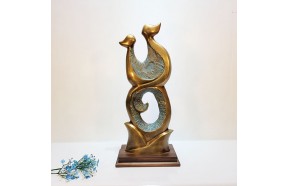 부부1호 조각품 청동 황동 공예품 주물 신주 금속 조각상 장식품 조형물 부부의날 가족선물 집들이선물 카페 브론즈 인테리어소품