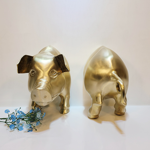 추상 돼지 조형물/황동 청동 공예품 조각상 조각품 동물 모형 캐릭터 벽장식 벽면꾸미기 벽인테리어 개업선물 주문제작