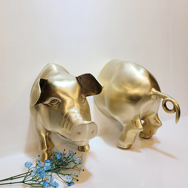 추상 돼지 조형물/황동 청동 공예품 조각상 조각품 동물 모형 캐릭터 벽장식 벽면꾸미기 벽인테리어 개업선물 주문제작