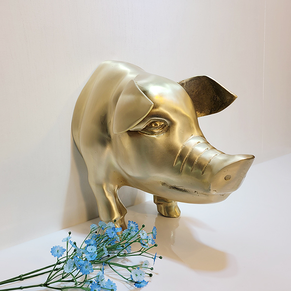 추상 돼지 조형물/황동 청동 공예품 조각상 조각품 동물 모형 캐릭터 벽장식 벽면꾸미기 벽인테리어 개업선물 주문제작