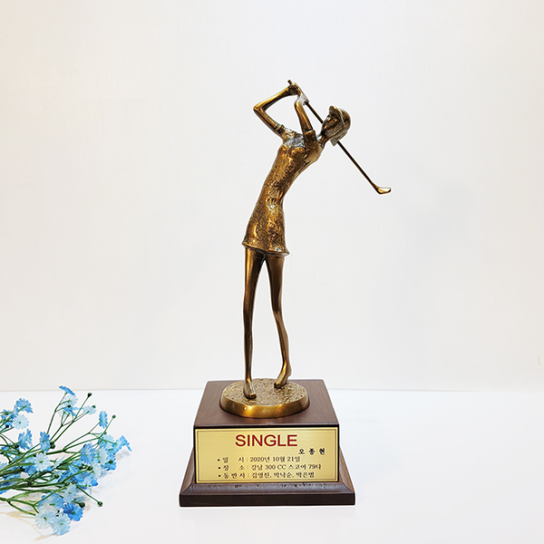 신)골프 소 여자 상패 황동 청동 공예품 홀인원 이글패 싱글패 골프상패 브론즈 인테리어소품