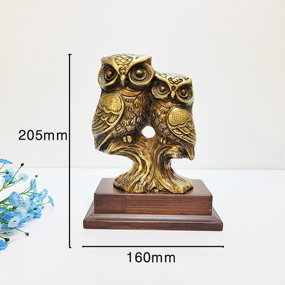 부엉이 부부 조각상 황동 청동 공예품 조각품 주물 신주 금속 브론즈 개업선물 재물 집들이선물 거실인테리어소품