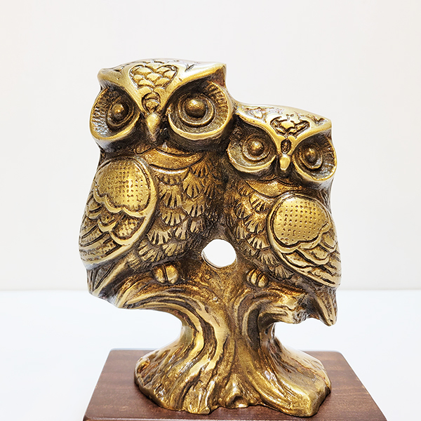 부엉이 부부 조각상 황동 청동 공예품 조각품 주물 신주 금속 브론즈 개업선물 재물 집들이선물 거실인테리어소품