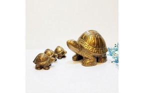 거북이 가족 청동 황동 미니 거북이 공예품 조각상 조각품 주물 신주 집들이 선물 개업 풍수 인테리어 장식품