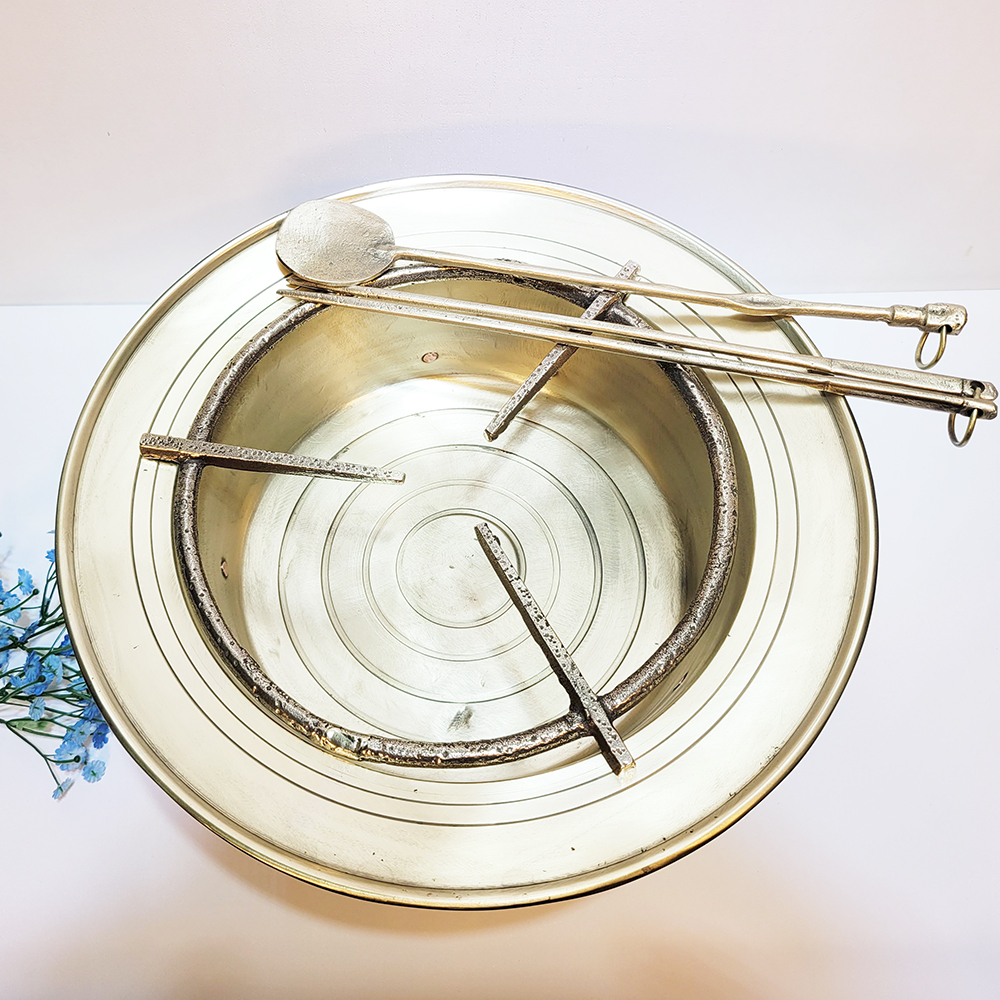 동화로 대 청동 황동 삼발 수저셋트 전통 무쇠 화로 캠핑 글림핑 가정용 놋쇠 추억의아이템