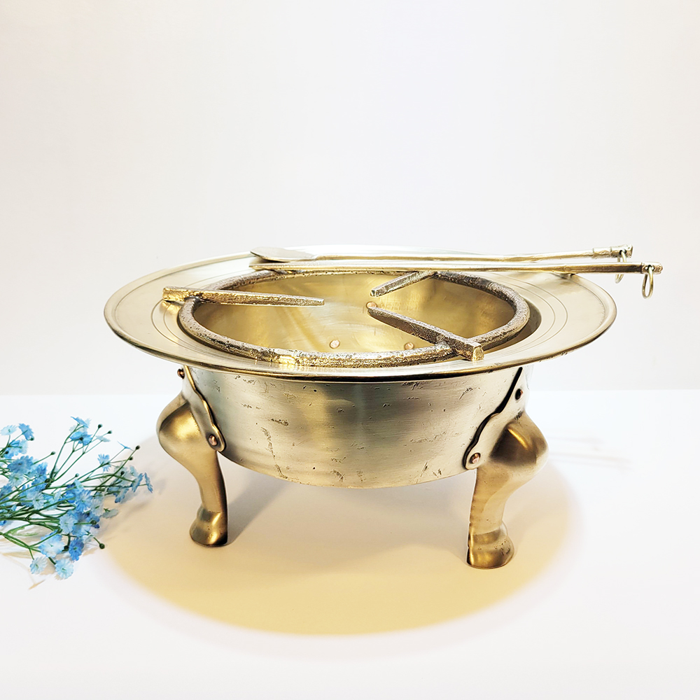 동화로 대 청동 황동 삼발 수저셋트 전통 무쇠 화로 캠핑 글림핑 가정용 놋쇠 추억의아이템