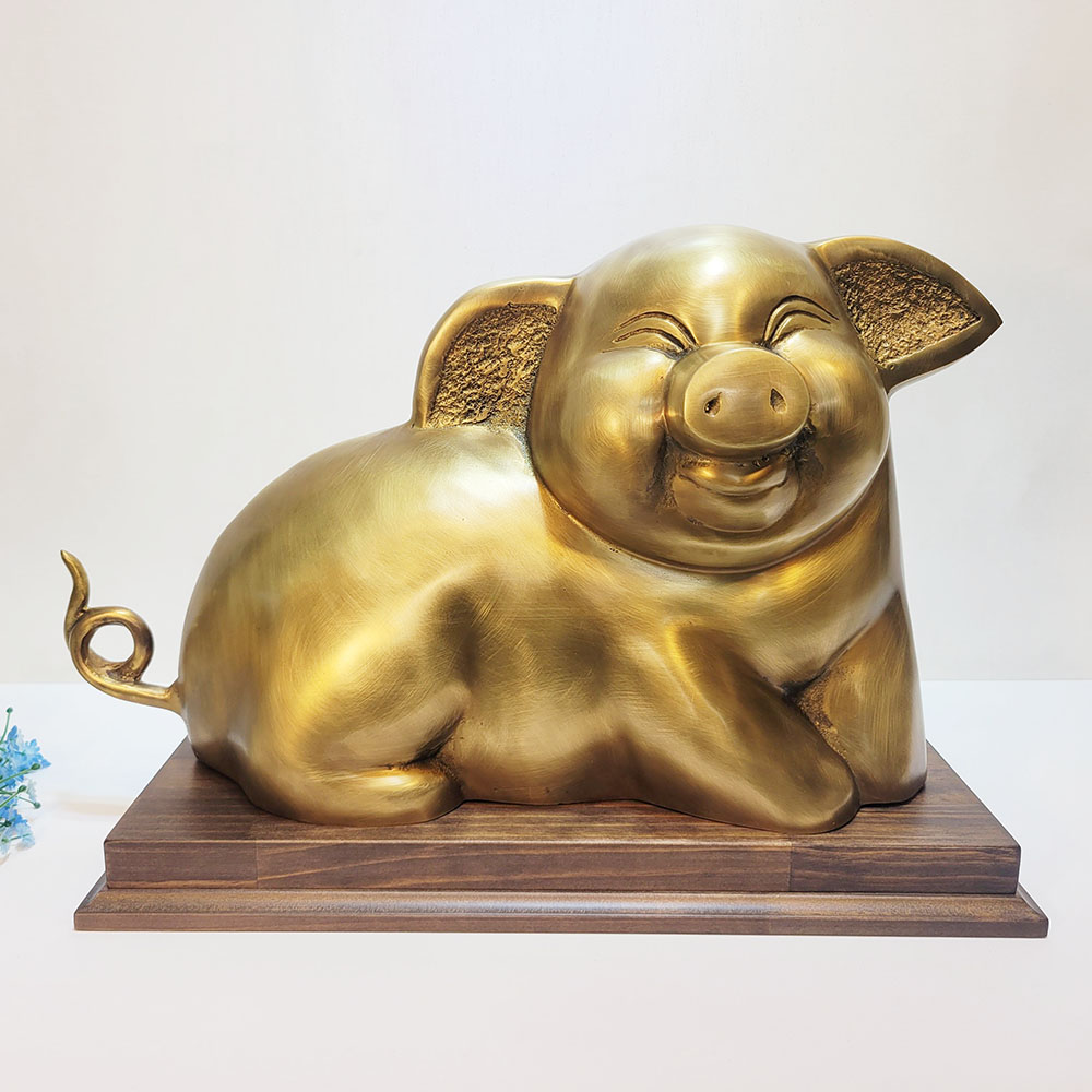 웃는 복 돼지 특대 청동 황동 공예품 조각상 조각품 조형물 장식품 개업 지인 부모님 선물 풍수 인테리어소품 주문제작