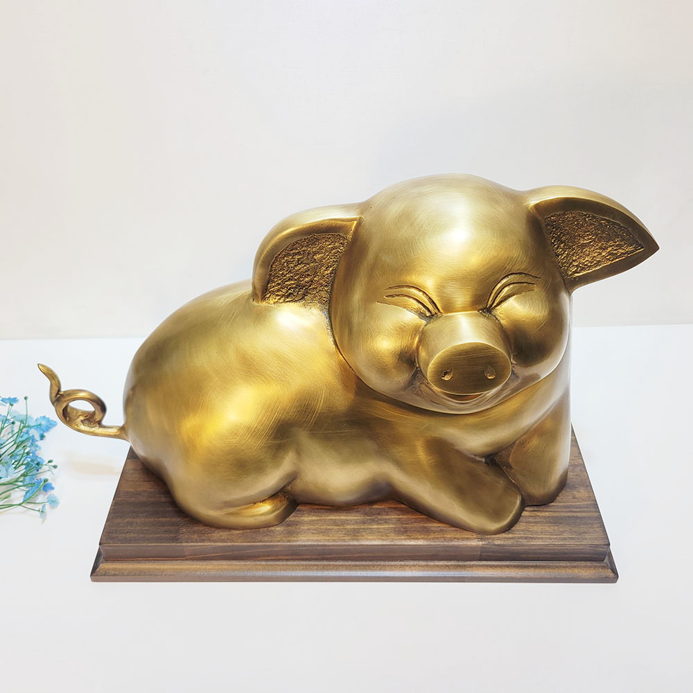 웃는 복 돼지 특대 청동 황동 공예품 조각상 조각품 조형물 장식품 개업 지인 부모님 선물 풍수 인테리어소품 주문제작