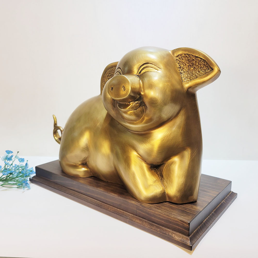 웃는 복 돼지 특대 청동 황동 공예품 조각상 조각품 조형물 장식품 개업 지인 부모님 선물 풍수 인테리어소품 주문제작