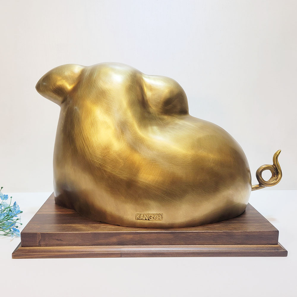 웃는 복 돼지 특대 청동 황동 공예품 조각상 조각품 조형물 장식품 개업 지인 부모님 선물 풍수 인테리어소품 주문제작
