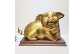 웃는 복 돼지 특대 청동 황동 공예품 조각상 조각품 조형물 장식품 개업 지인 부모님 선물 풍수 인테리어소품 주문제작