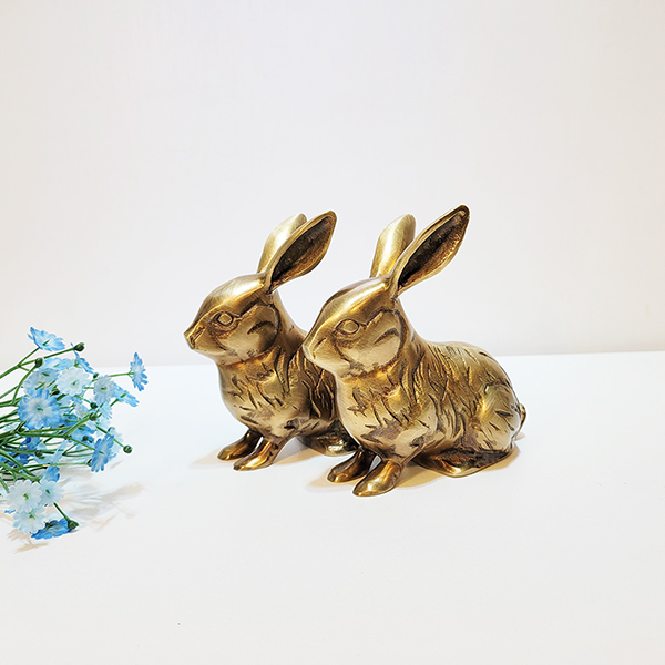 토끼 소 조각품 청동 황동 공예품 인형 모형 정원 장식 카페 거실 상점 래빗 장식품 인테리어소품