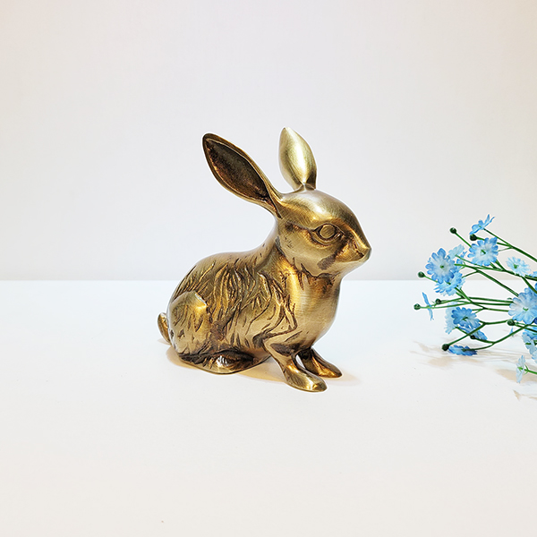 토끼 소 조각품 청동 황동 공예품 인형 모형 정원 장식 카페 거실 상점 래빗 장식품 인테리어소품