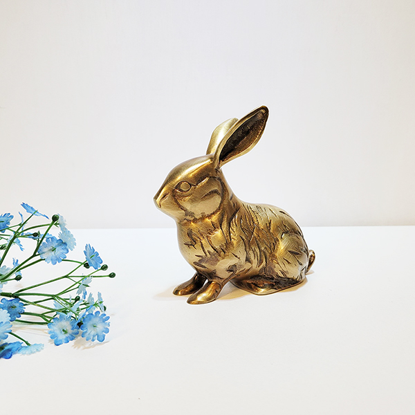 토끼 소 조각품 청동 황동 공예품 인형 모형 정원 장식 카페 거실 상점 래빗 장식품 인테리어소품