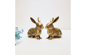 토끼 소 조각품 청동 황동 공예품 인형 모형 정원 장식 카페 거실 상점 래빗 장식품 인테리어소품