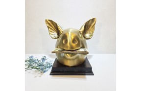 돼지머리 조각품 조각상 장식품 청동 황동 고사머리 개업식 복돼지 고사상 모형 아이템 풍수 인테리어소품