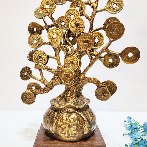 돈나무 복주머니 장식품 청동 황동 공예품 동 브론즈 행운 금전운 대박기원 개업선물 풍수 인테리어소품
