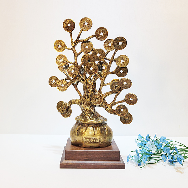 돈나무 복주머니 장식품 청동 황동 공예품 동 브론즈 행운 금전운 대박기원 개업선물 풍수 인테리어소품