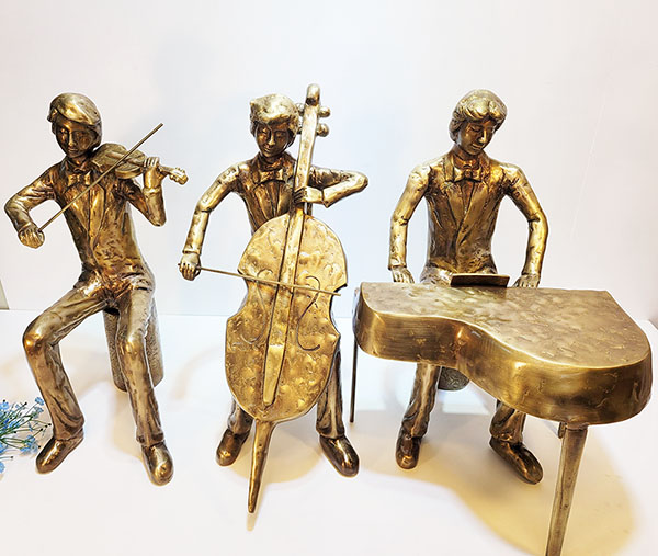 3중주 특대 악기 조각상 동 브론즈 첼로 바이올린 피아노 연주 조각품 조형물 호텔 카페 건물 로비 포토존 인테리어 장식품