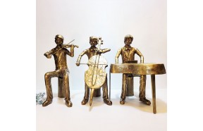 3중주 특대 악기 조각상 동 브론즈 첼로 바이올린 피아노 연주 조각품 조형물 호텔 카페 건물 로비 포토존 인테리어 장식품