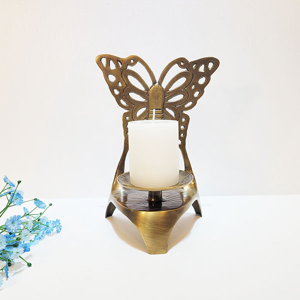 신 나비 촛대 동 브론즈 빈티지 전통 캔들 전통촛대 향초 받침대 공예품 인테리어 소품