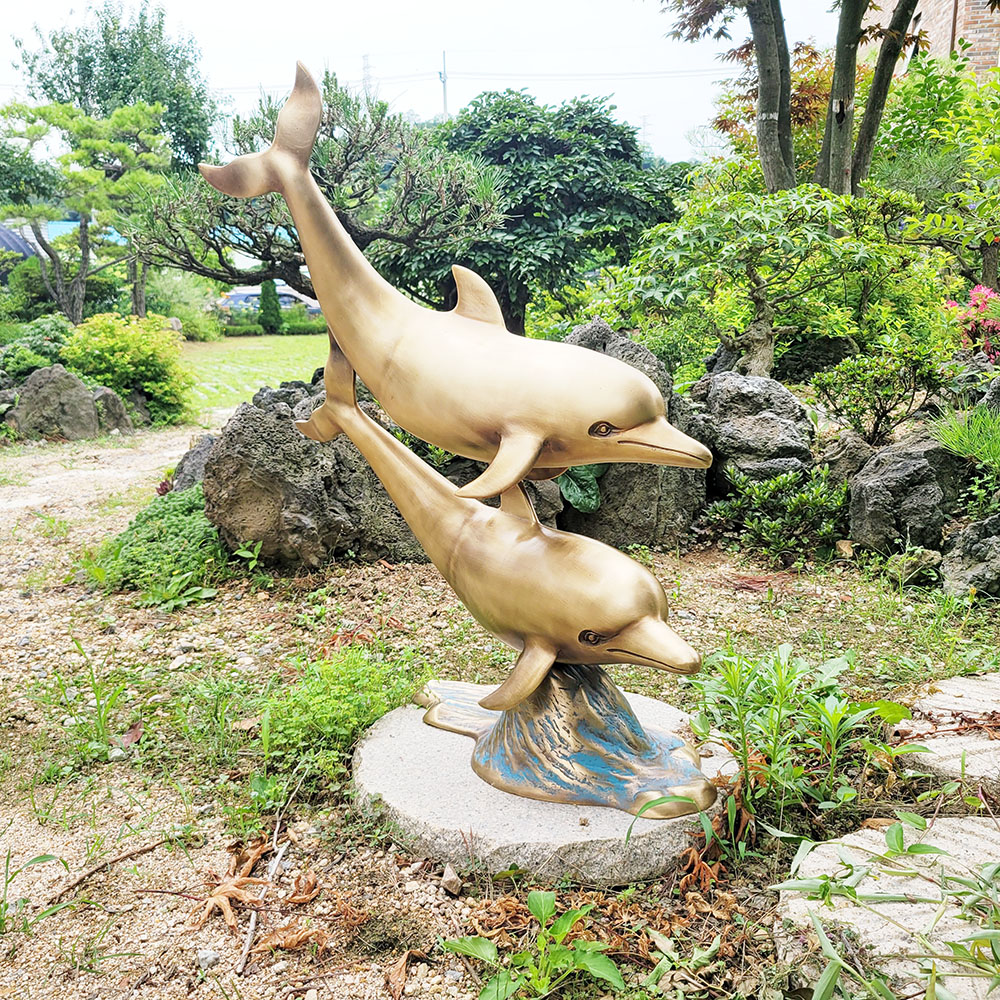 돌고래 두마리 특대 청동 동 브론즈 조각상 조각품 장식품 조형물 건물 호텔 로비 야외 정원 동산 인테리어소품