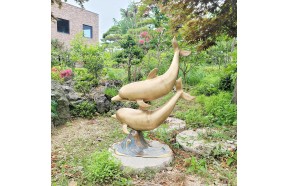 돌고래 두마리 특대 청동 동 브론즈 조각상 조각품 장식품 조형물 건물 호텔 로비 야외 정원 동산 인테리어소품